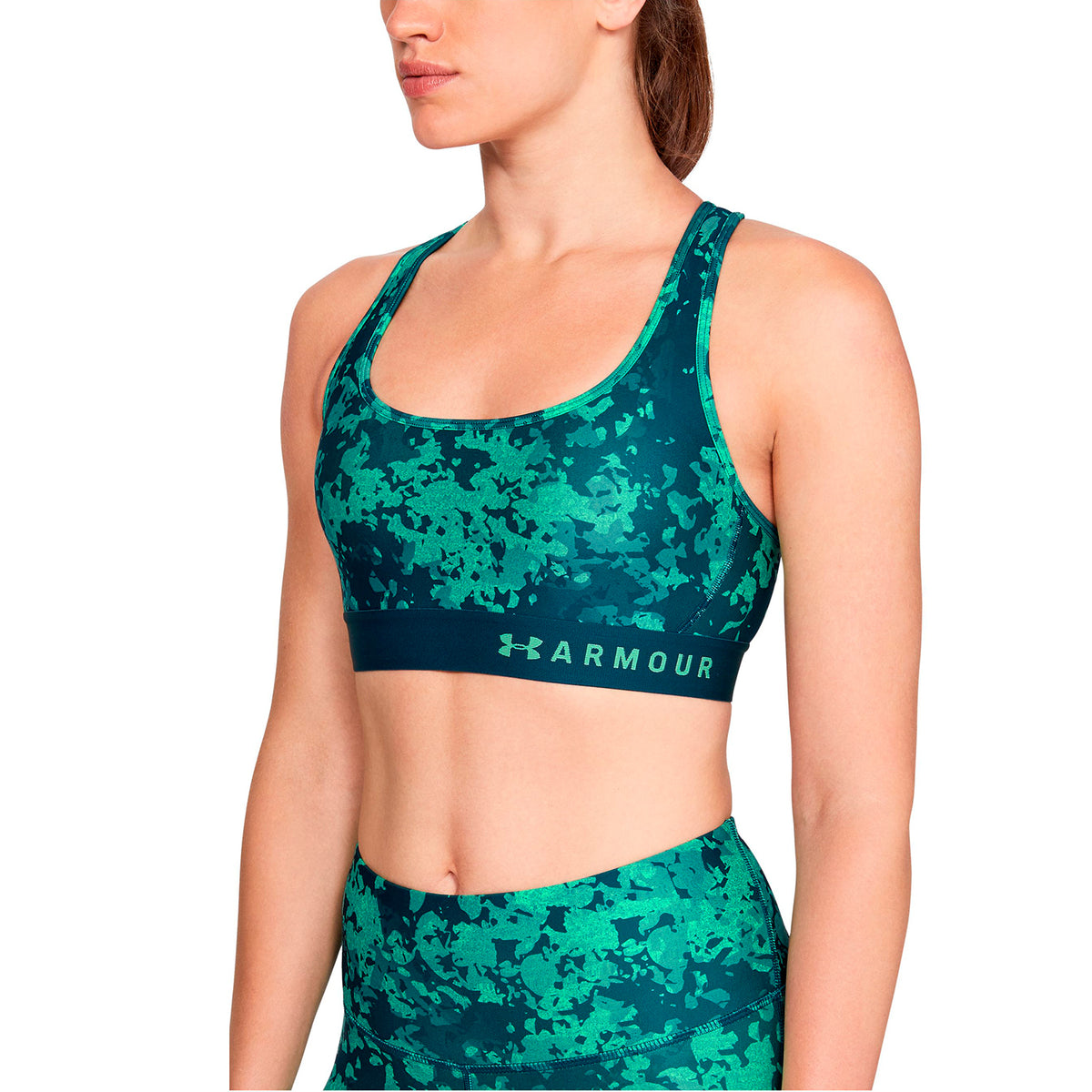 Sostén deportivo estampado Armour® Mid Crossback para Mujer