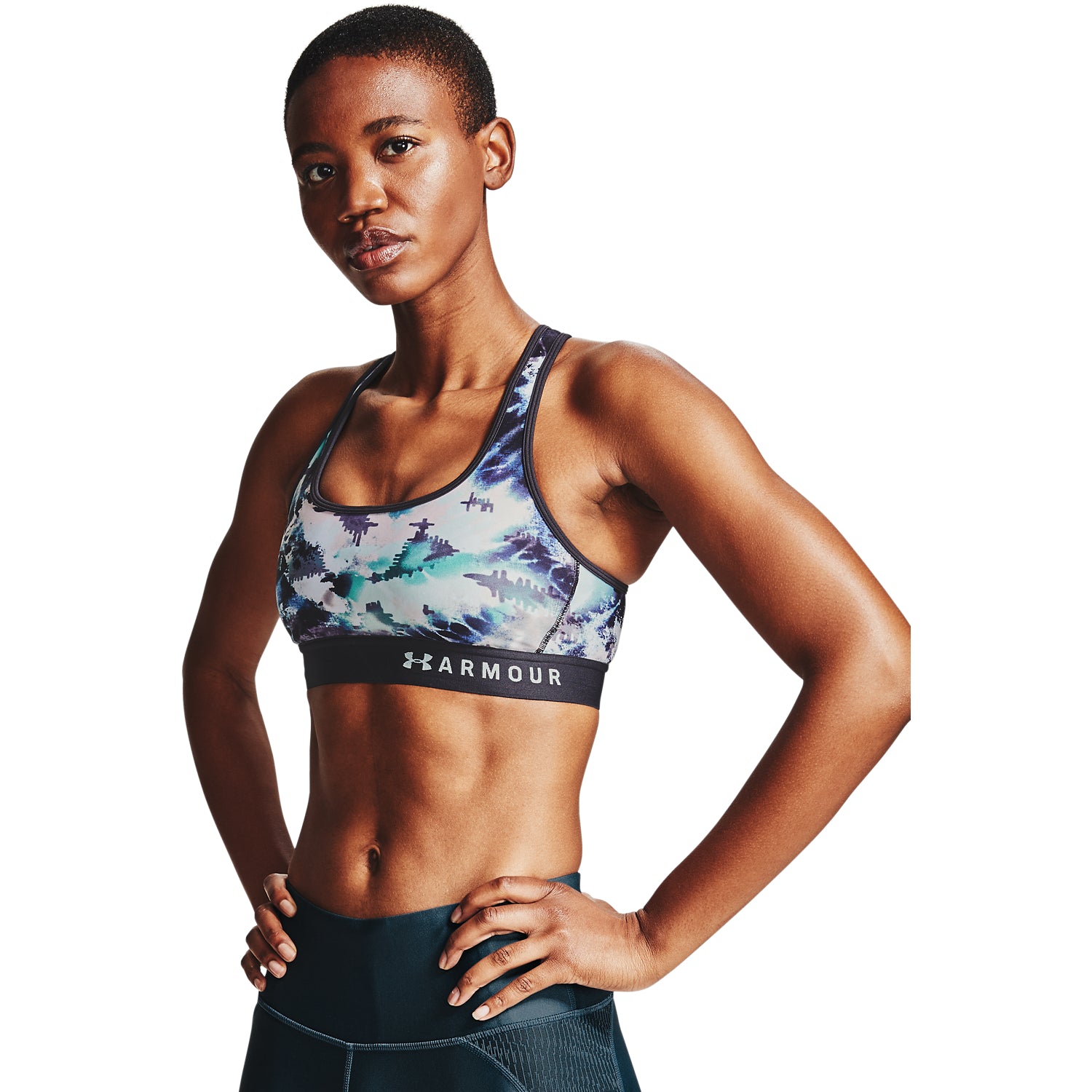 Sostén deportivo estampado Armour® Mid Crossback para Mujer