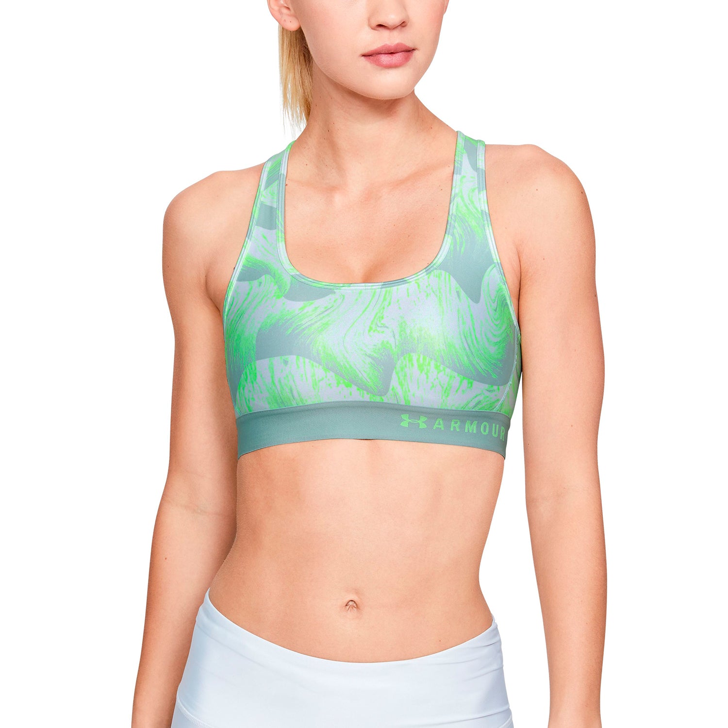 Sostén deportivo estampado Armour® Mid Crossback para Mujer