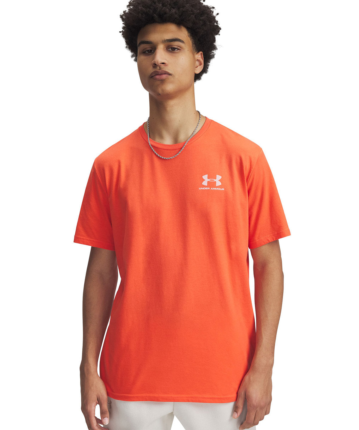 Polera manga corta Under Armour Leftchest naranjo para hombre