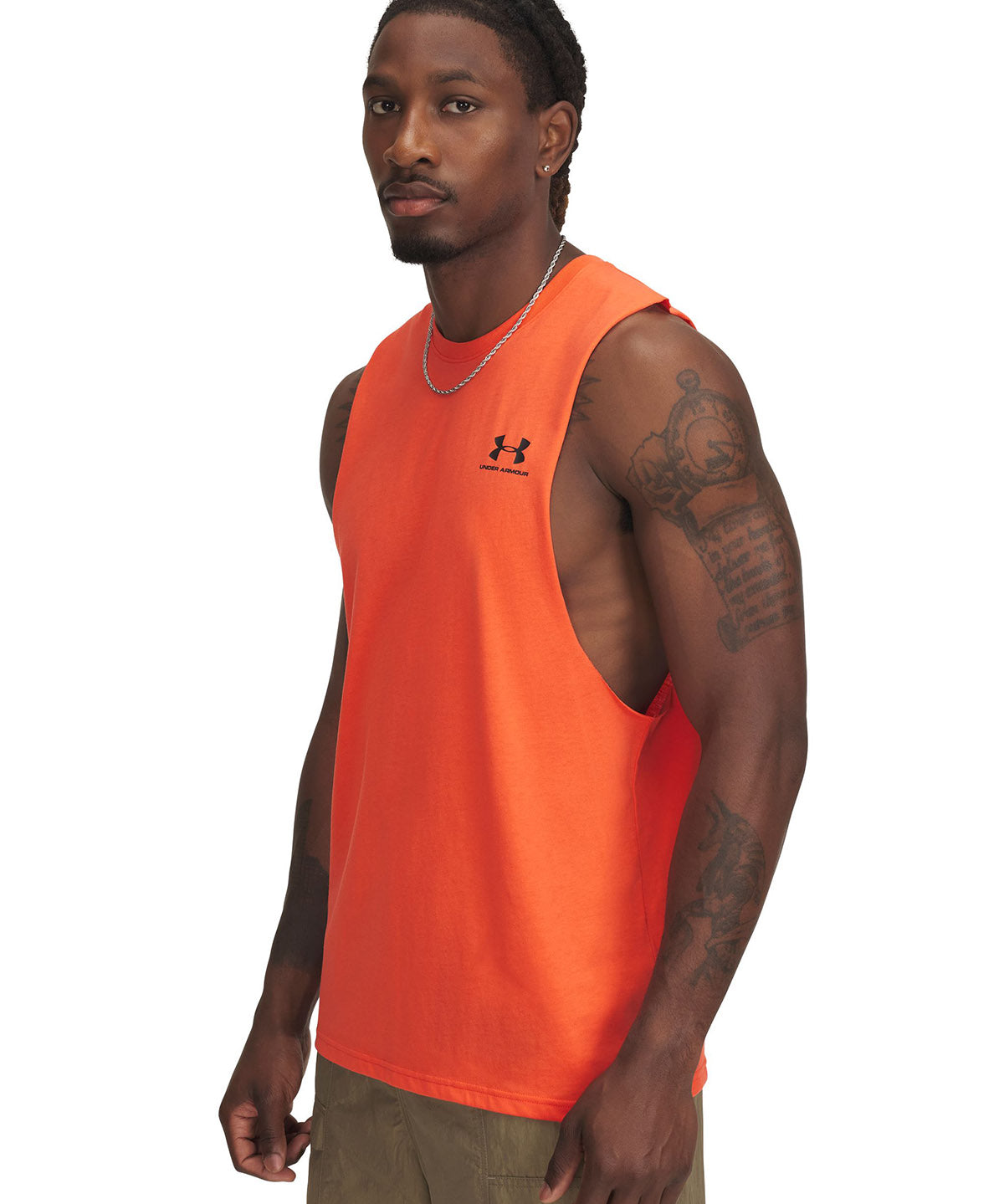Polera sin mangas Under Armour Leftchest naranjo para hombre