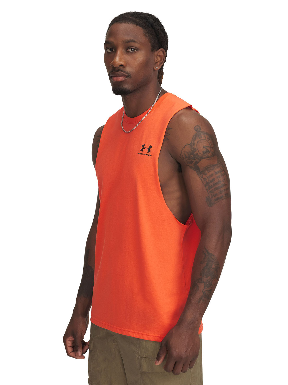 Polera sin mangas Under Armour Leftchest naranjo para hombre