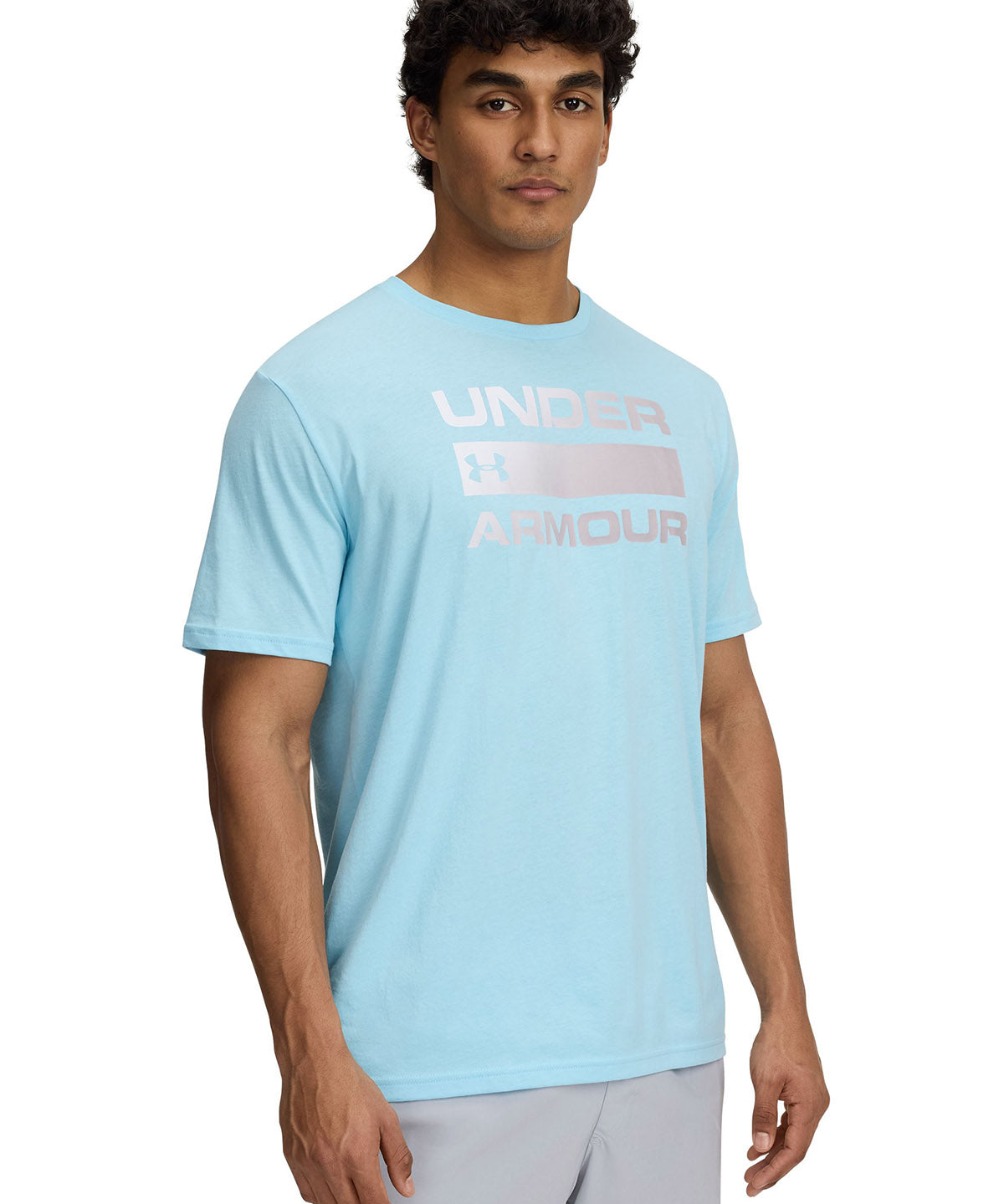 Polera manga corta Under Armour team issue wordmark azul para hombre