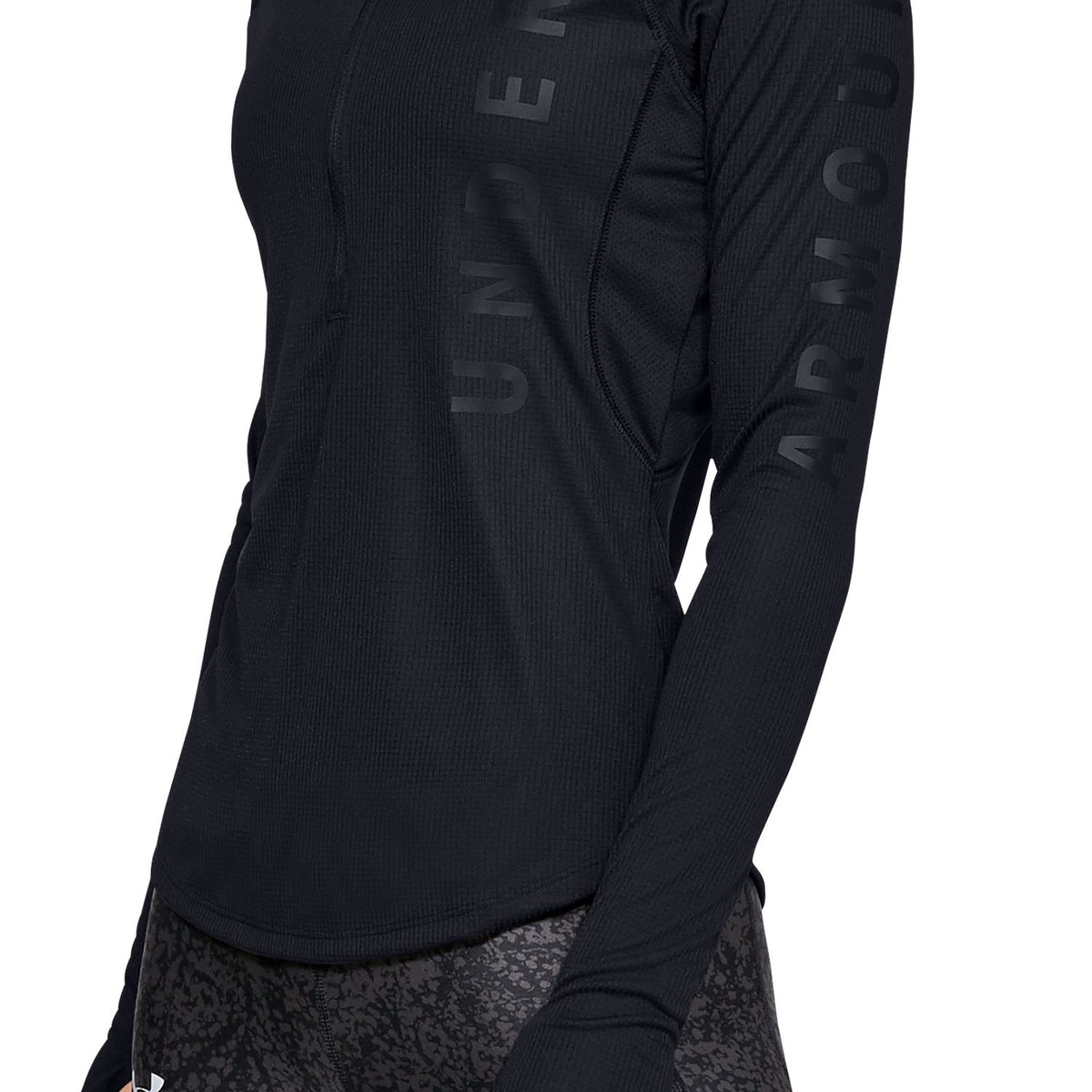 Polerón con medio cierre y gráfico de la marca UA Speed Stride para mujer