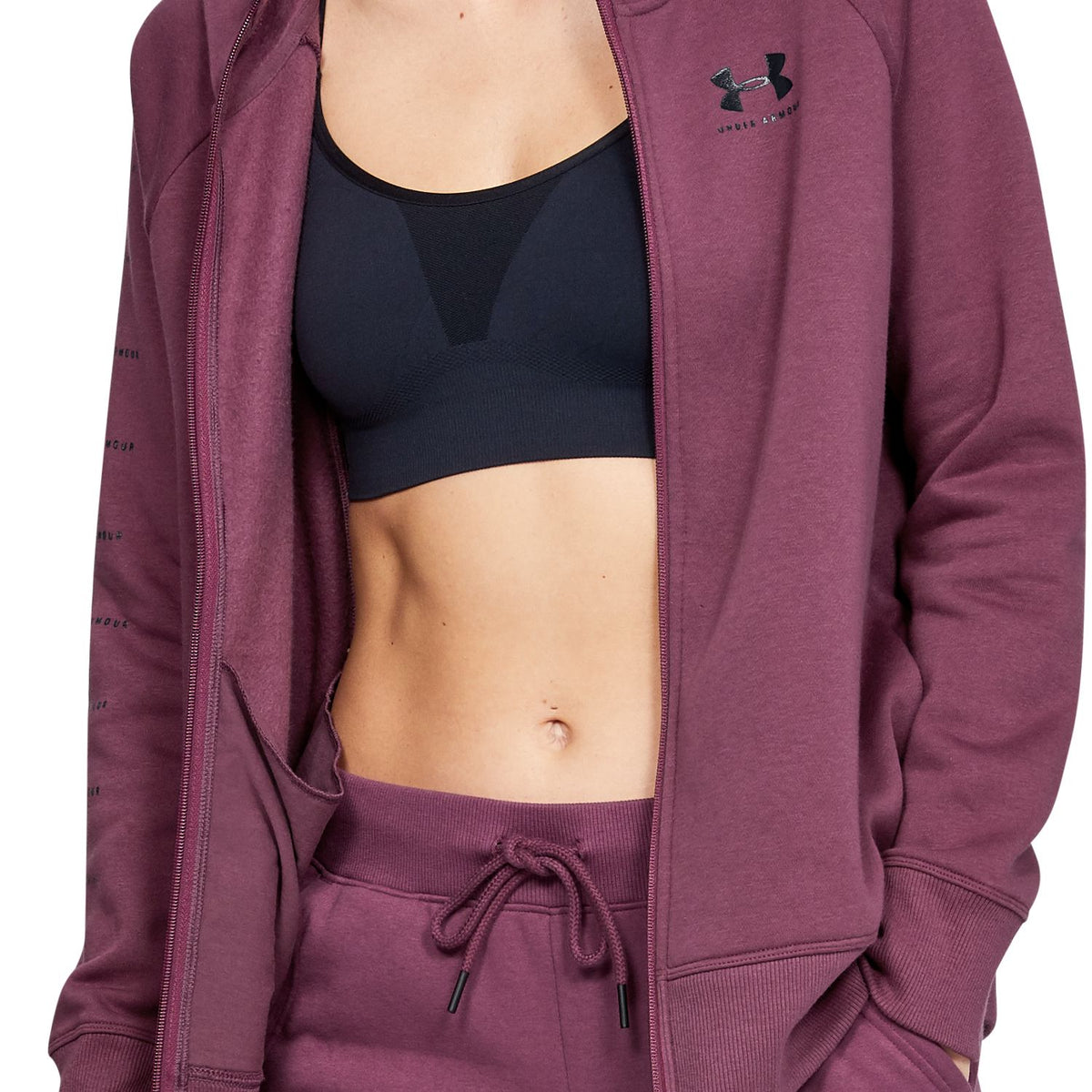 Polerón UA Rival Fleece Sportstyle LC Sleeve Graphic Full Zip para Mujer