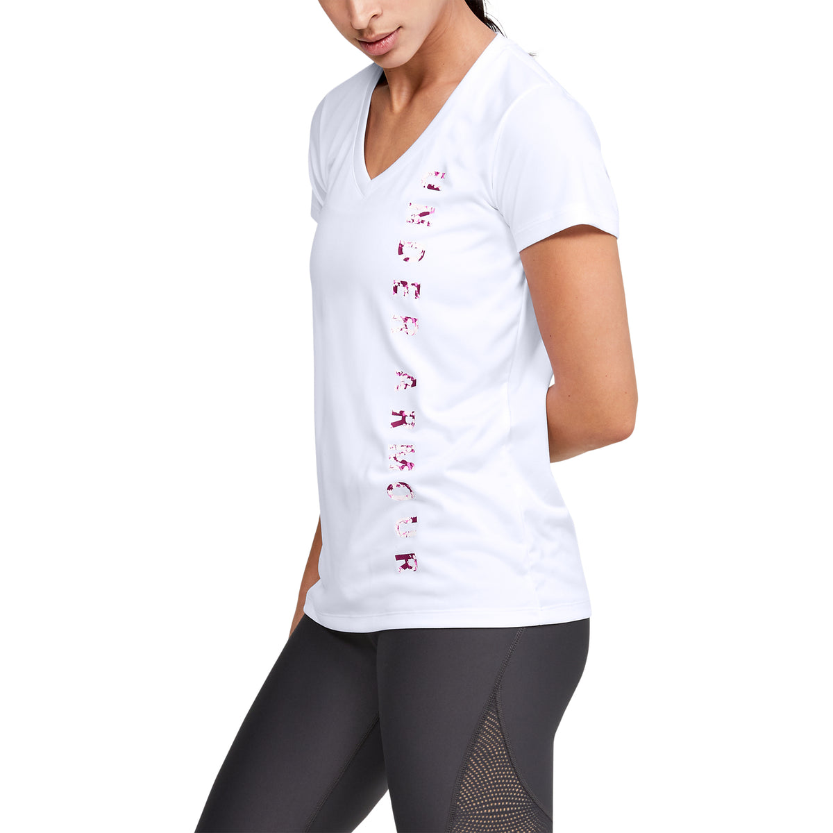 Polera Manga Corta UA Velocity Graphic V-Neck para Mujer
