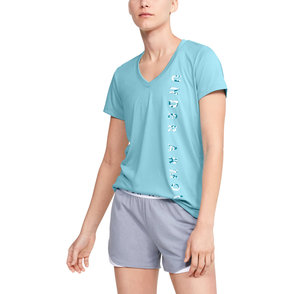 Polera Manga Corta UA Velocity Graphic V-Neck para Mujer