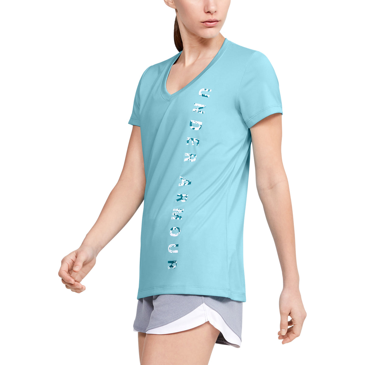 Polera Manga Corta UA Velocity Graphic V-Neck para Mujer