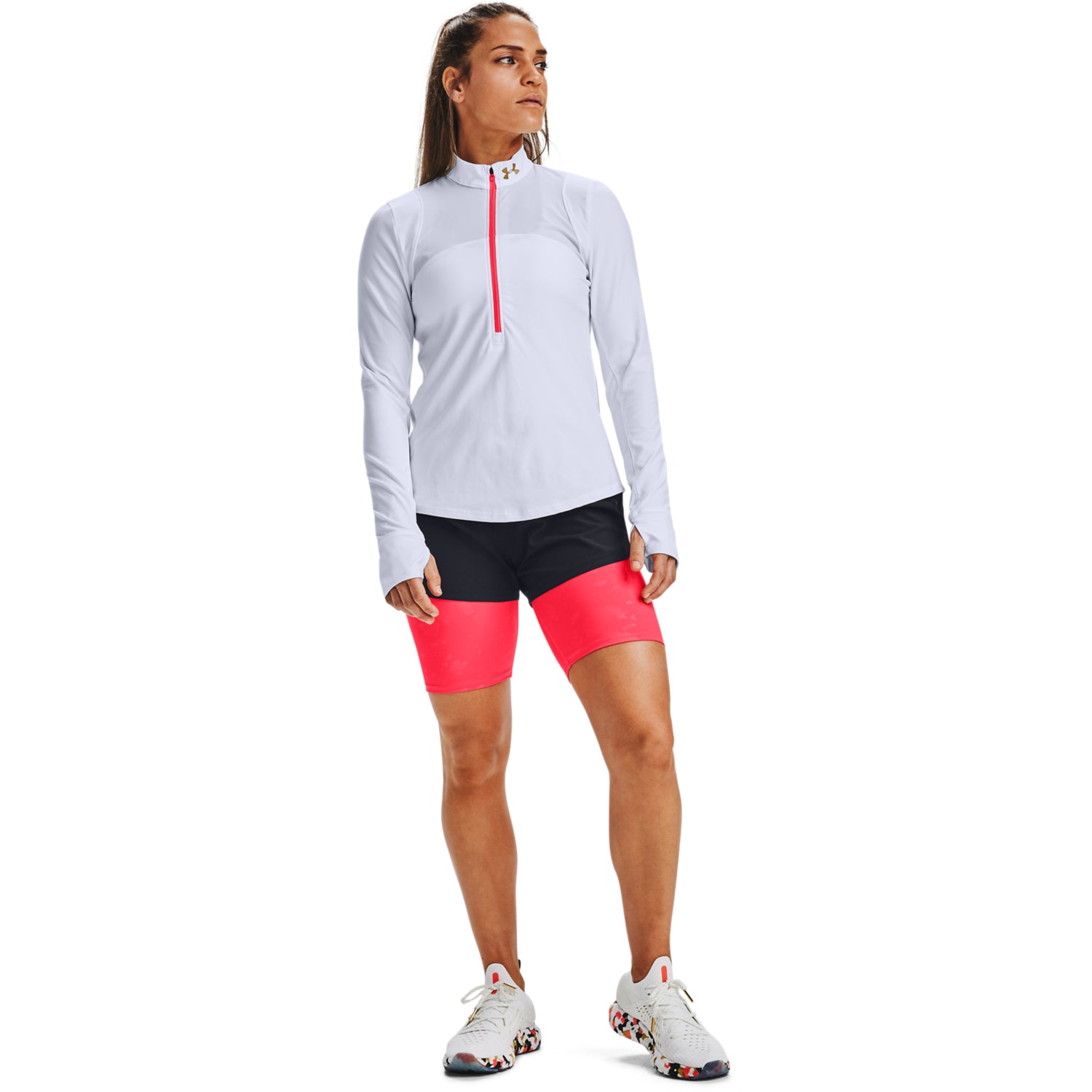UA Qualifier Run Camo ½ Zip para Mujer