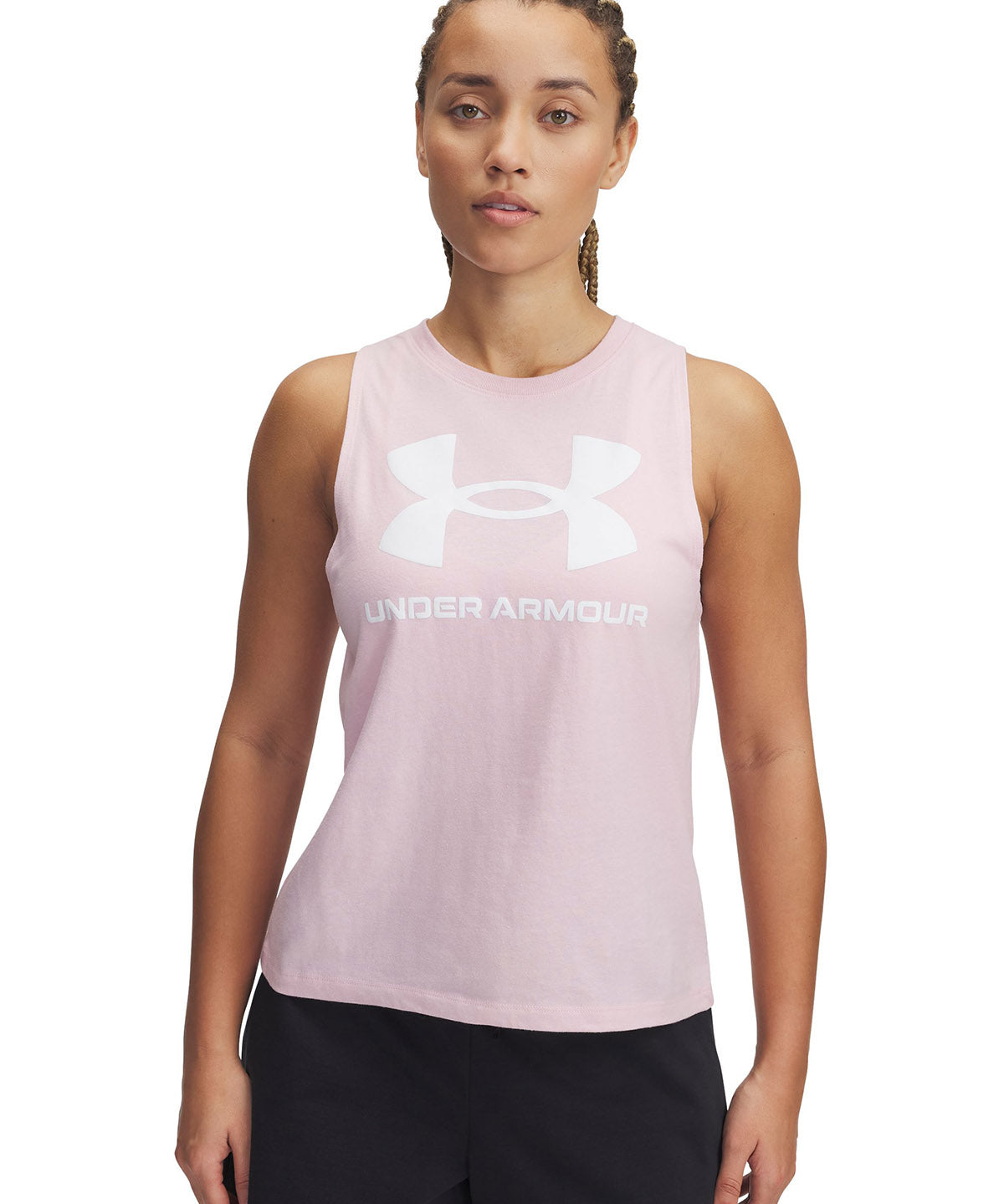 Polera sin mangas Under Armour Rival rosado para mujer