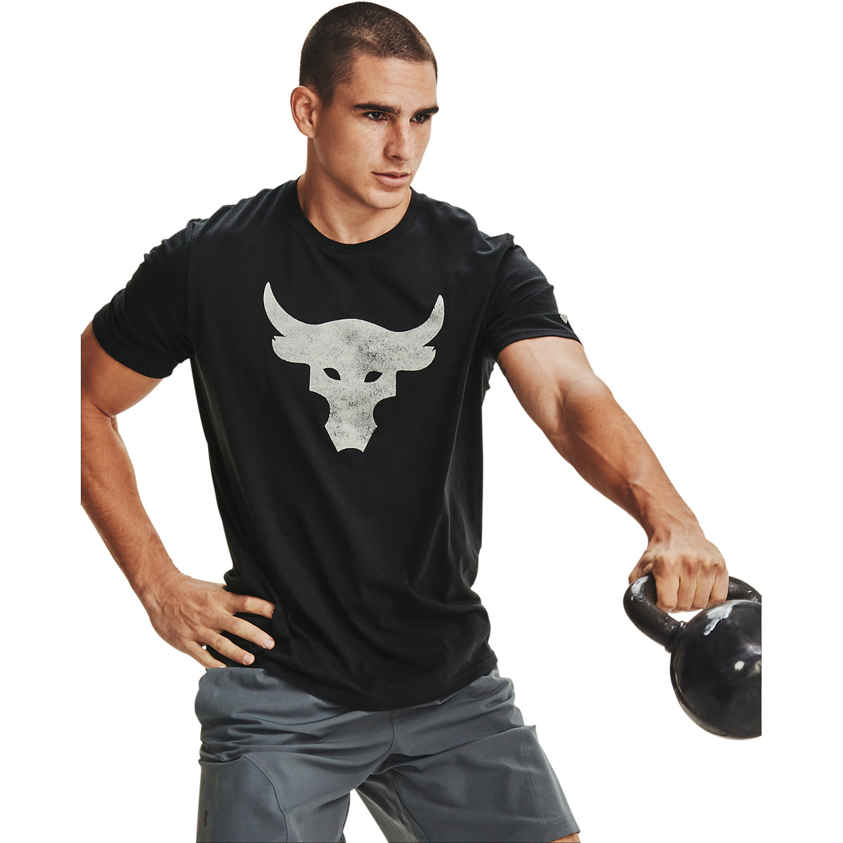 Polera Manga Corta Project Rock Brahma Bull Logo para Hombre