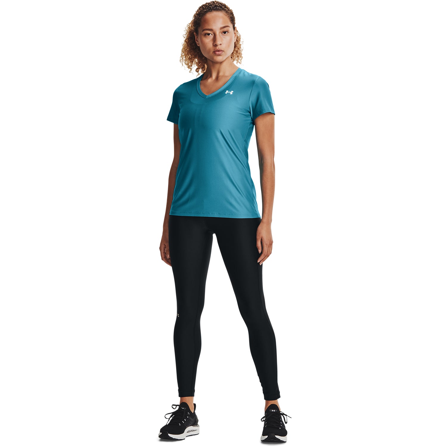 Playera Manga Corta Cuello en V UA Velocity Shine para Mujer