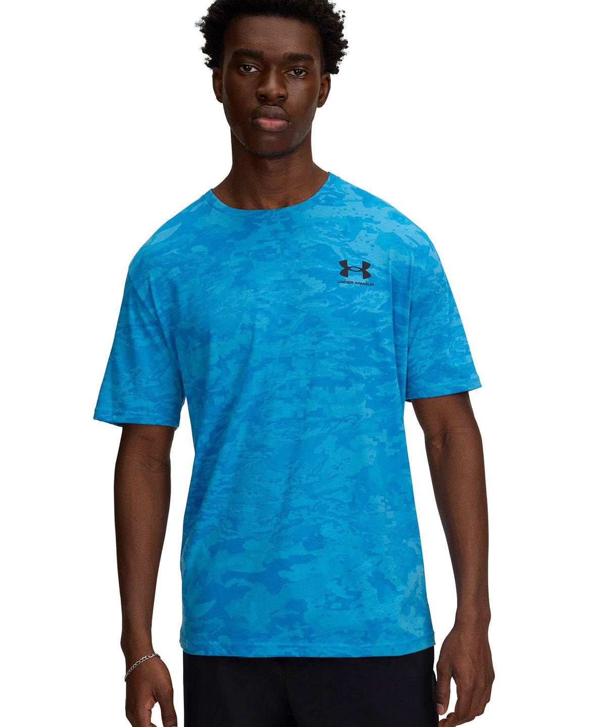 Polera manga corta Under Armour abc camo azul para hombre