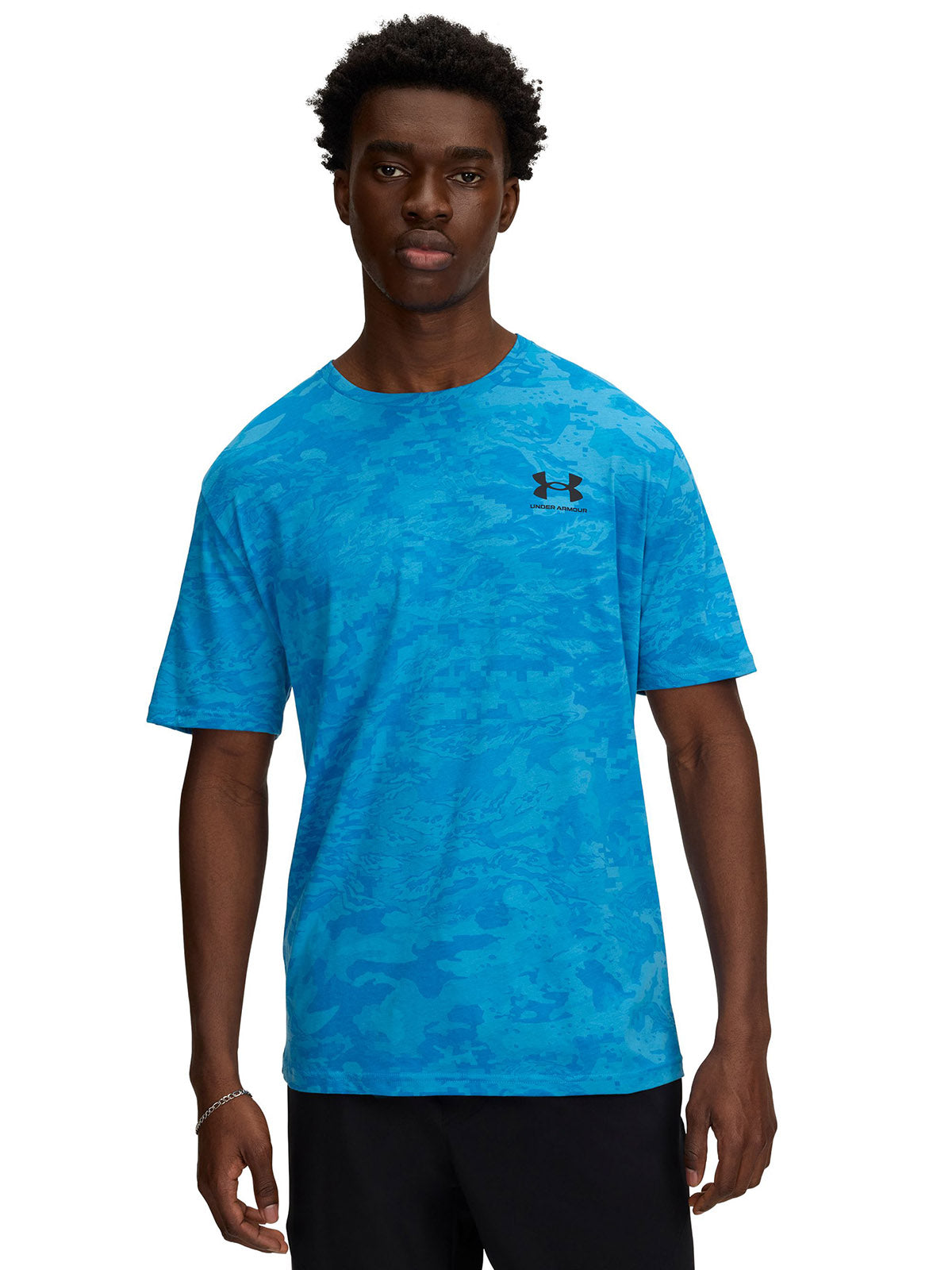 Polera manga corta Under Armour abc camo azul para hombre