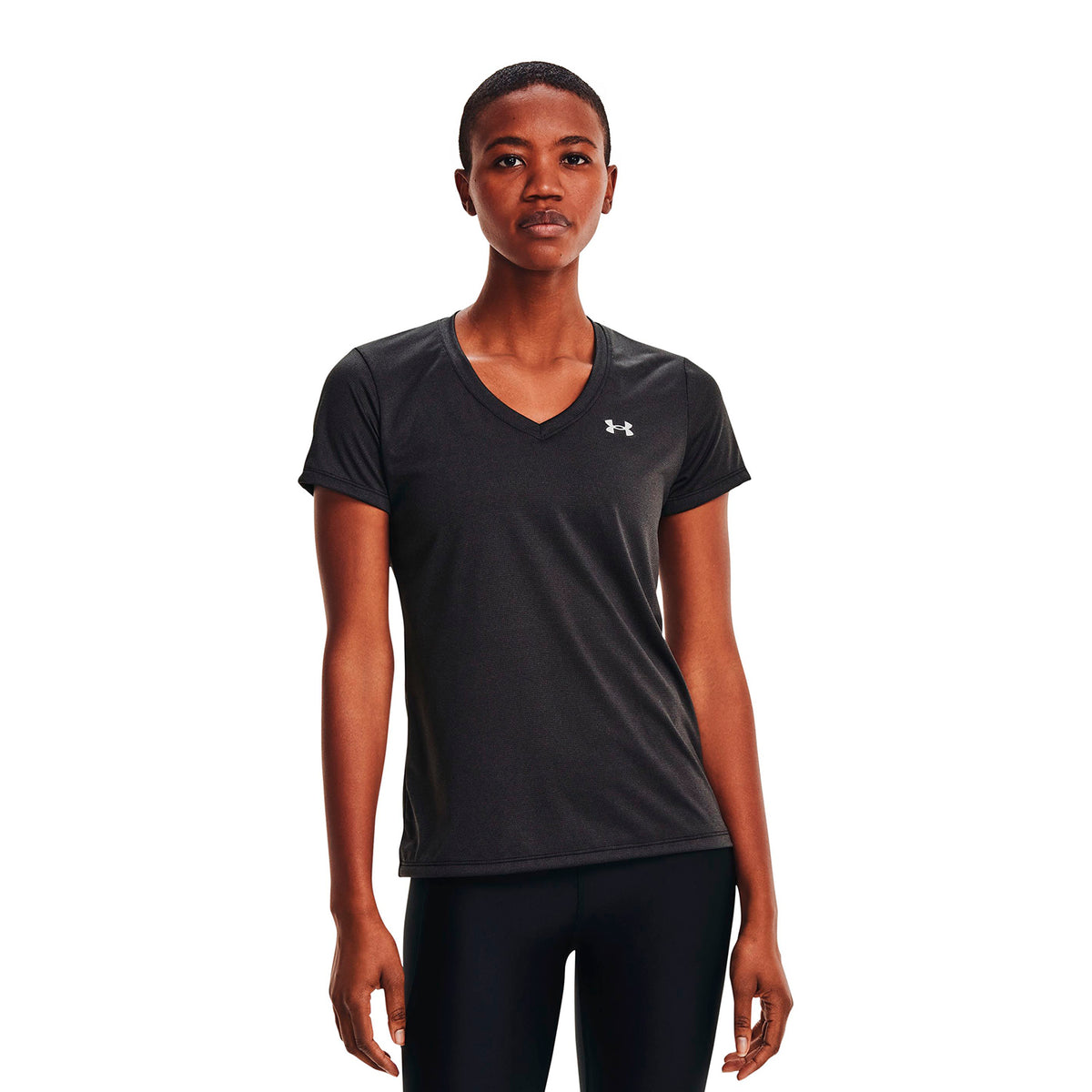 Polera manga corta con cuello en V UA Tech™ Bubble Heather para mujer