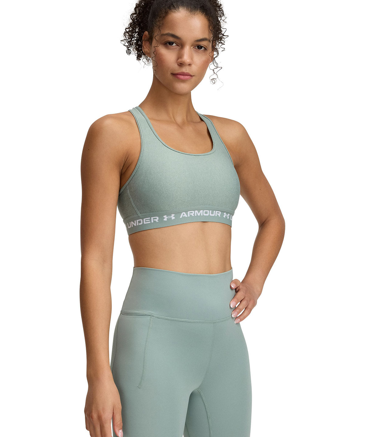 Sostén deportivo armour® mid crossback heather mujer verde Under Armour