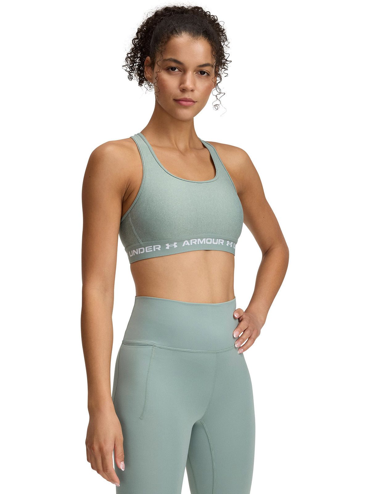 Sostén deportivo armour® mid crossback heather mujer verde Under Armour