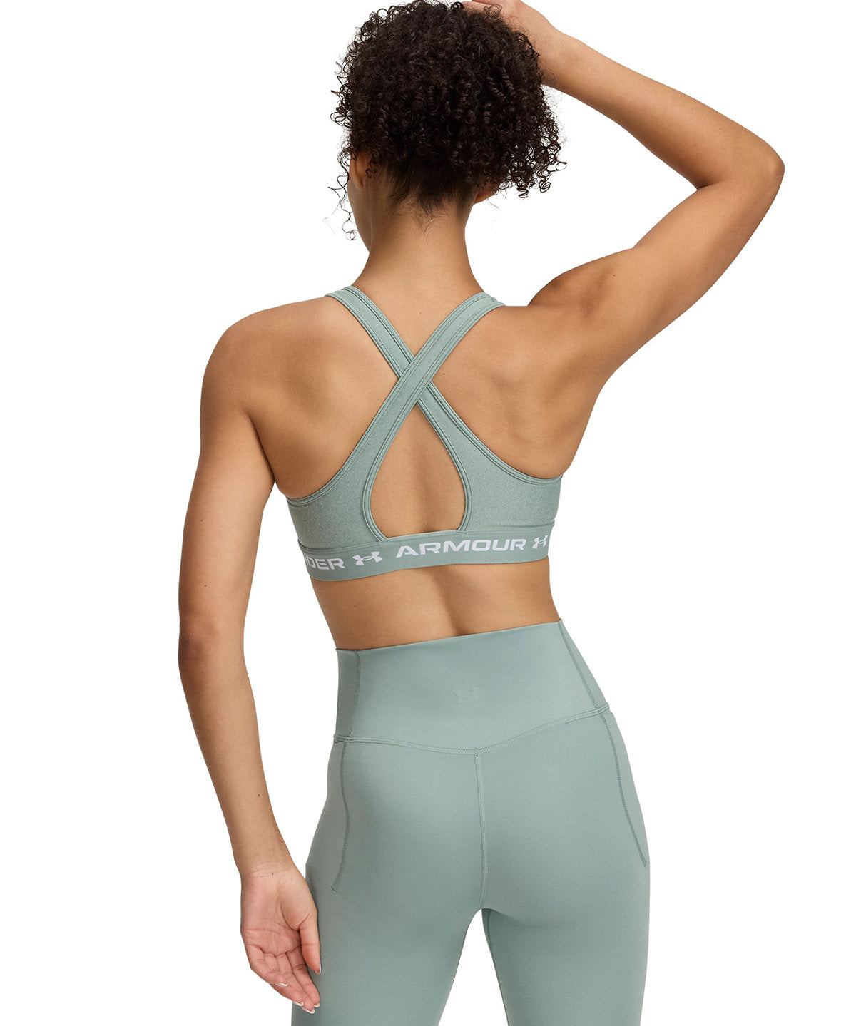 Sostén deportivo armour® mid crossback heather mujer verde Under Armour