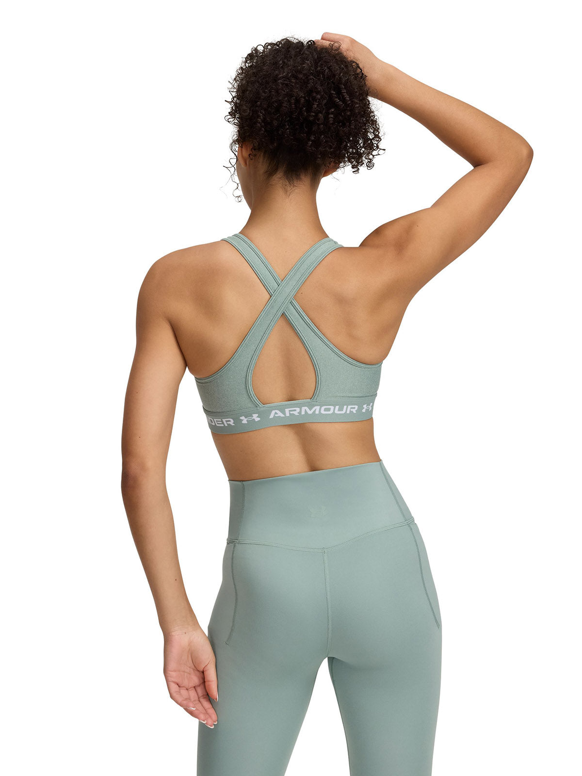Sostén deportivo armour® mid crossback heather mujer verde Under Armour