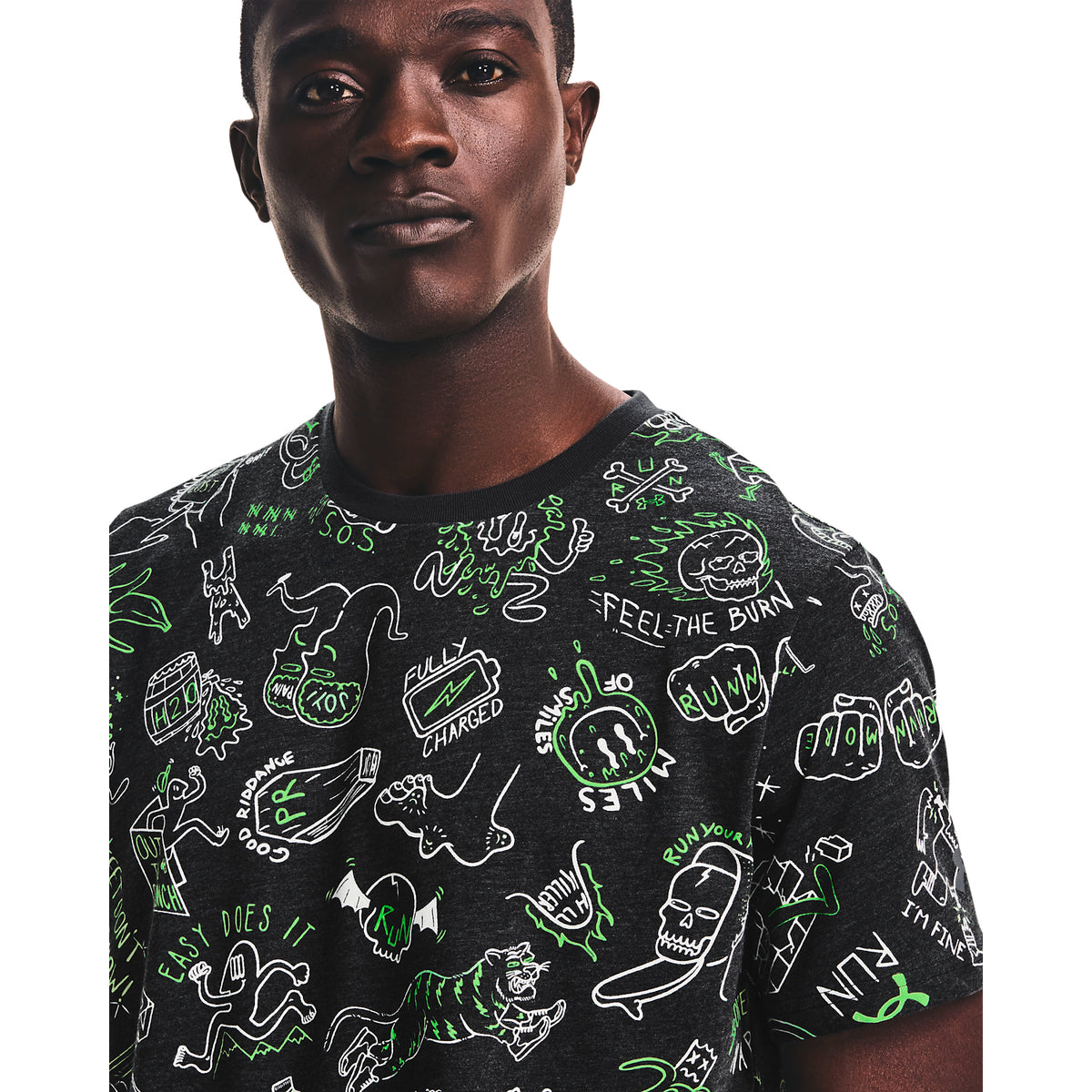 Polera manga corta UA Run Your Face Off Print para Hombre
