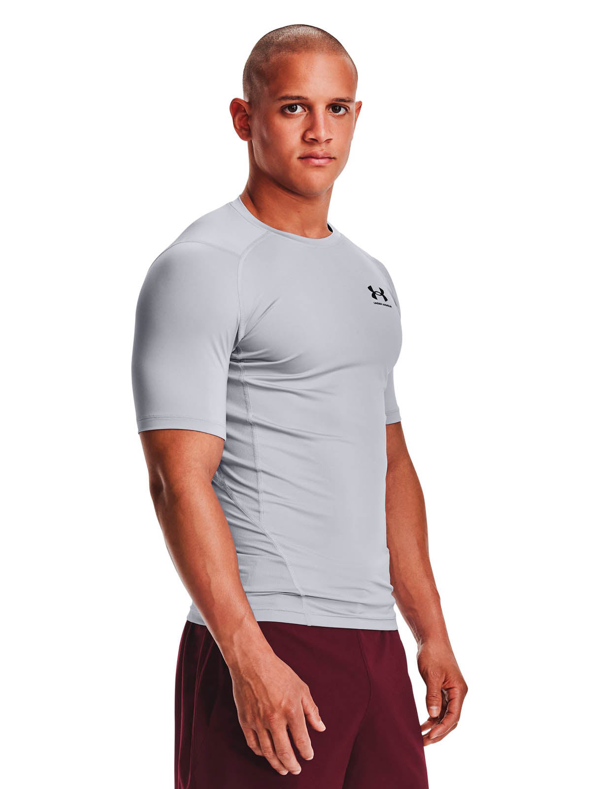 Primera capa superior manga corta para hombre HeatGear gris Under Armour