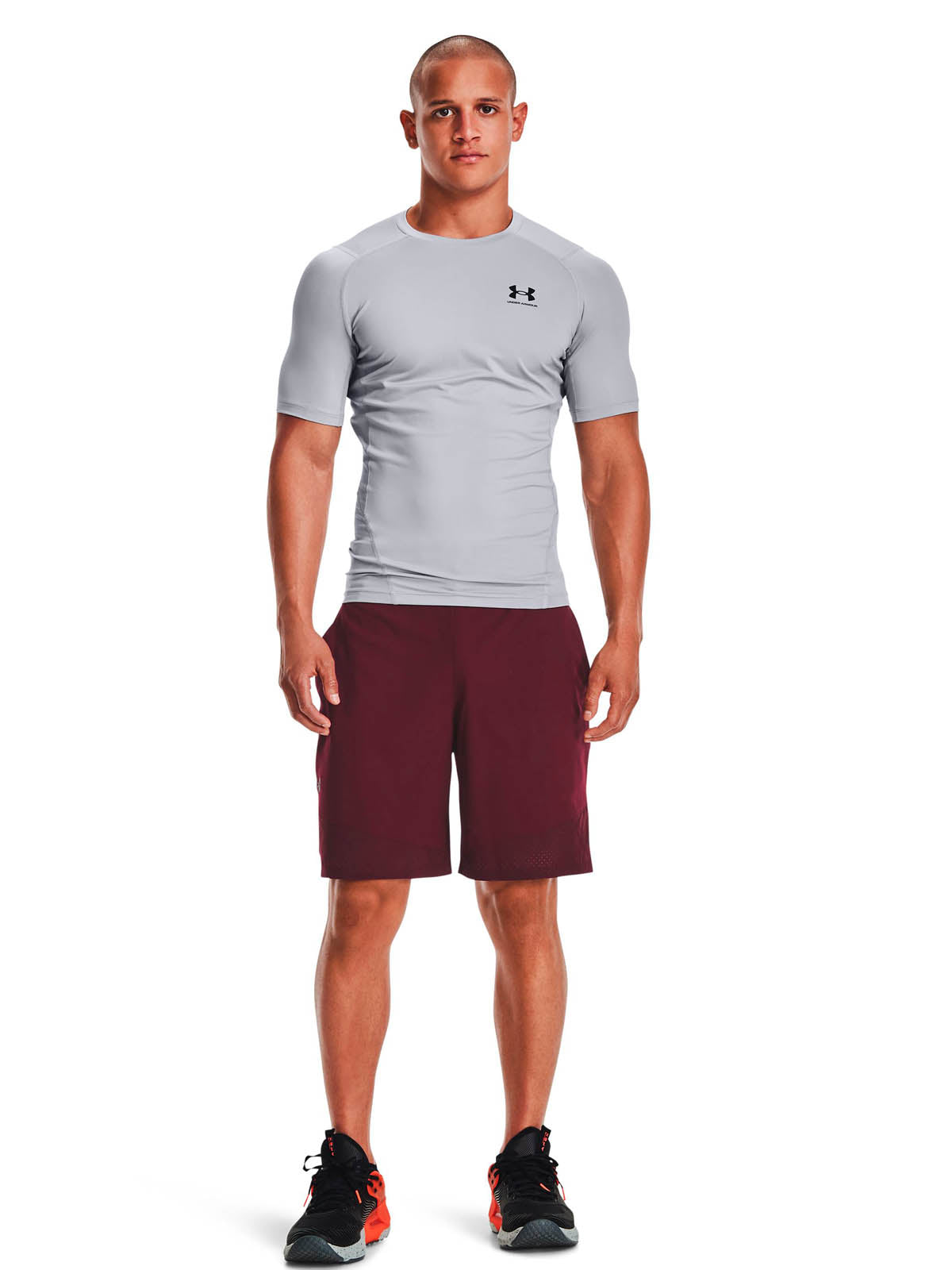 Primera capa superior manga corta para hombre HeatGear gris Under Armour