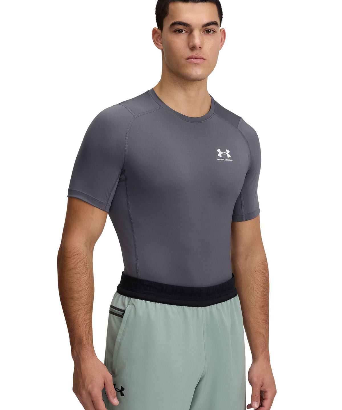 Primera capa manga corta Heatgear gris para hombre Under Armour