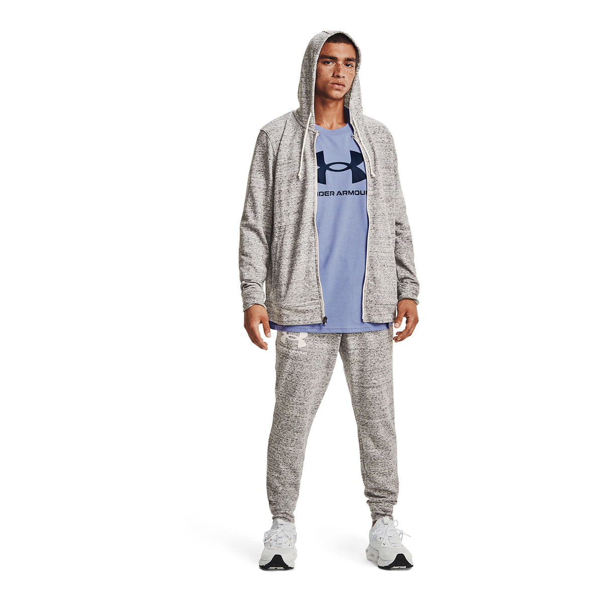 Poleron con gorro UA Rival Terry Full Zip para Hombre