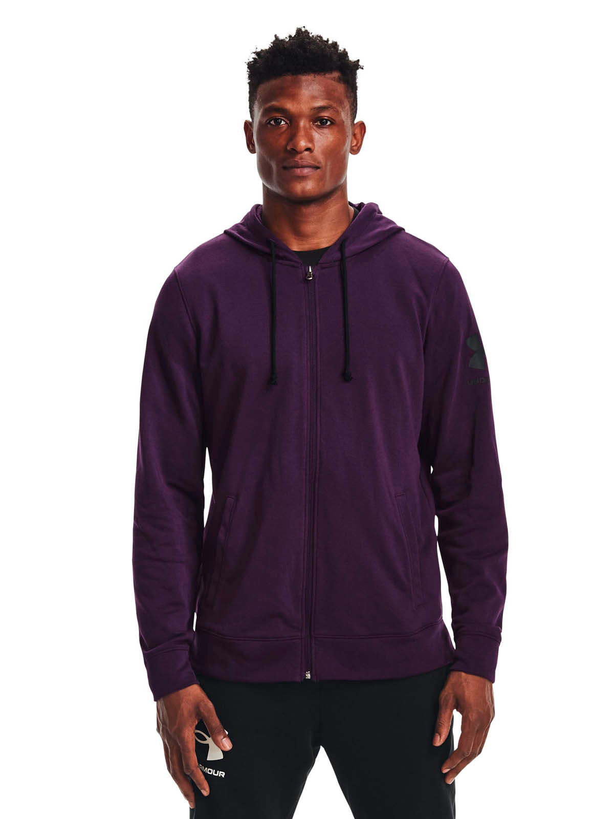Poleron con gorro UA Rival Terry Full Zip para Hombre
