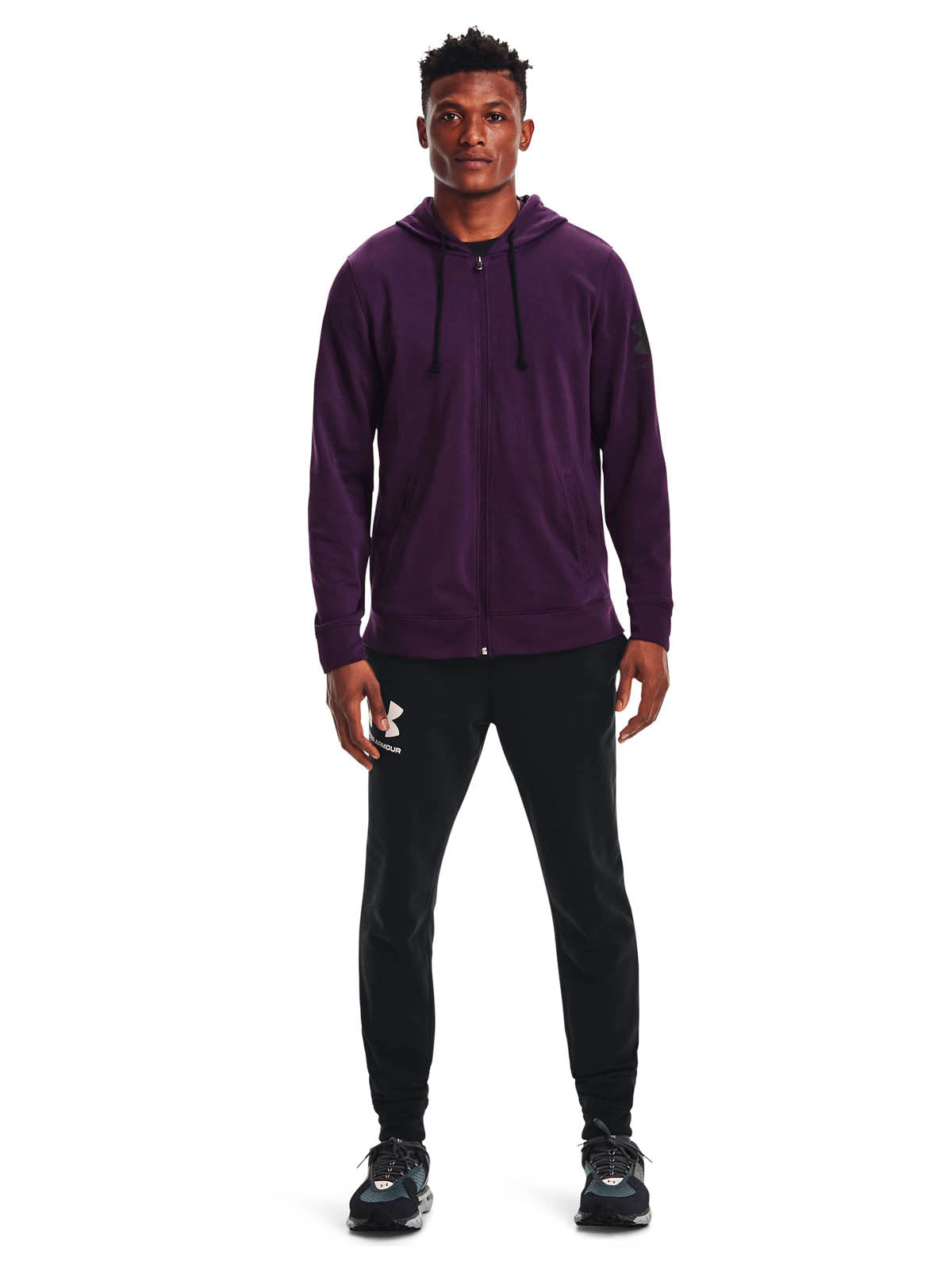 Poleron con gorro UA Rival Terry Full Zip para Hombre