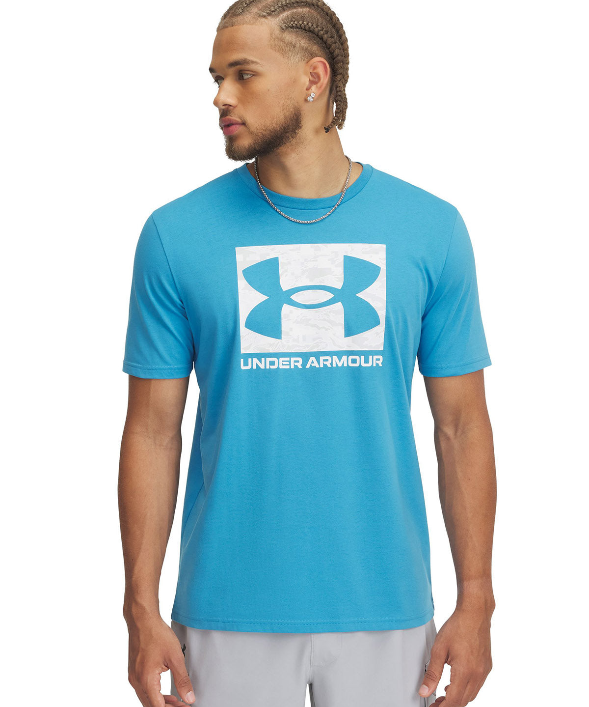Polera manga corta Under Armour abc camo azul para hombre