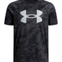 Polera manga corta de entrenamiento para niño Tech Big Logo Printed Negra Under Armour