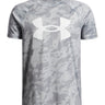 Polera manga corta de entrenamiento para niño Tech Big Logo Printed Gris Under Armour