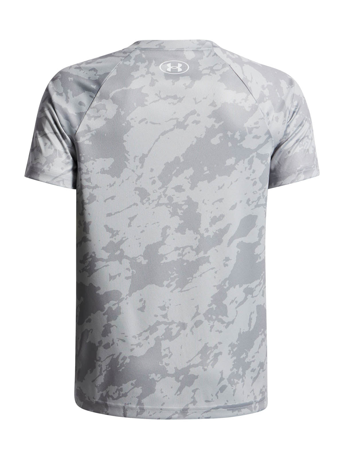Polera manga corta de entrenamiento para niño Tech Big Logo Printed Gris Under Armour