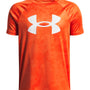 Polera manga corta de entrenamiento para niño Tech Big Logo Printed Naranja Under Armour