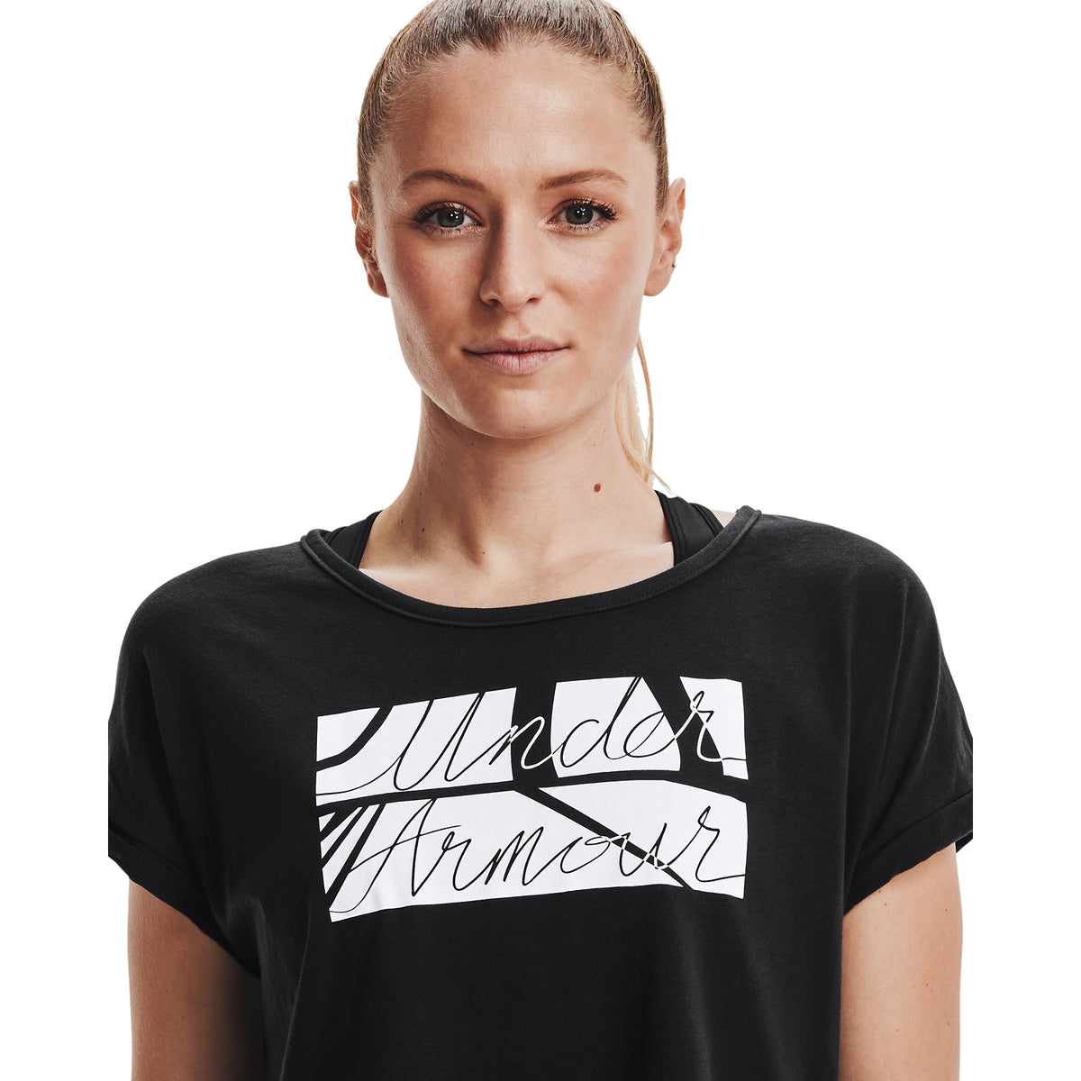 Polera manga corta UA Script para mujer