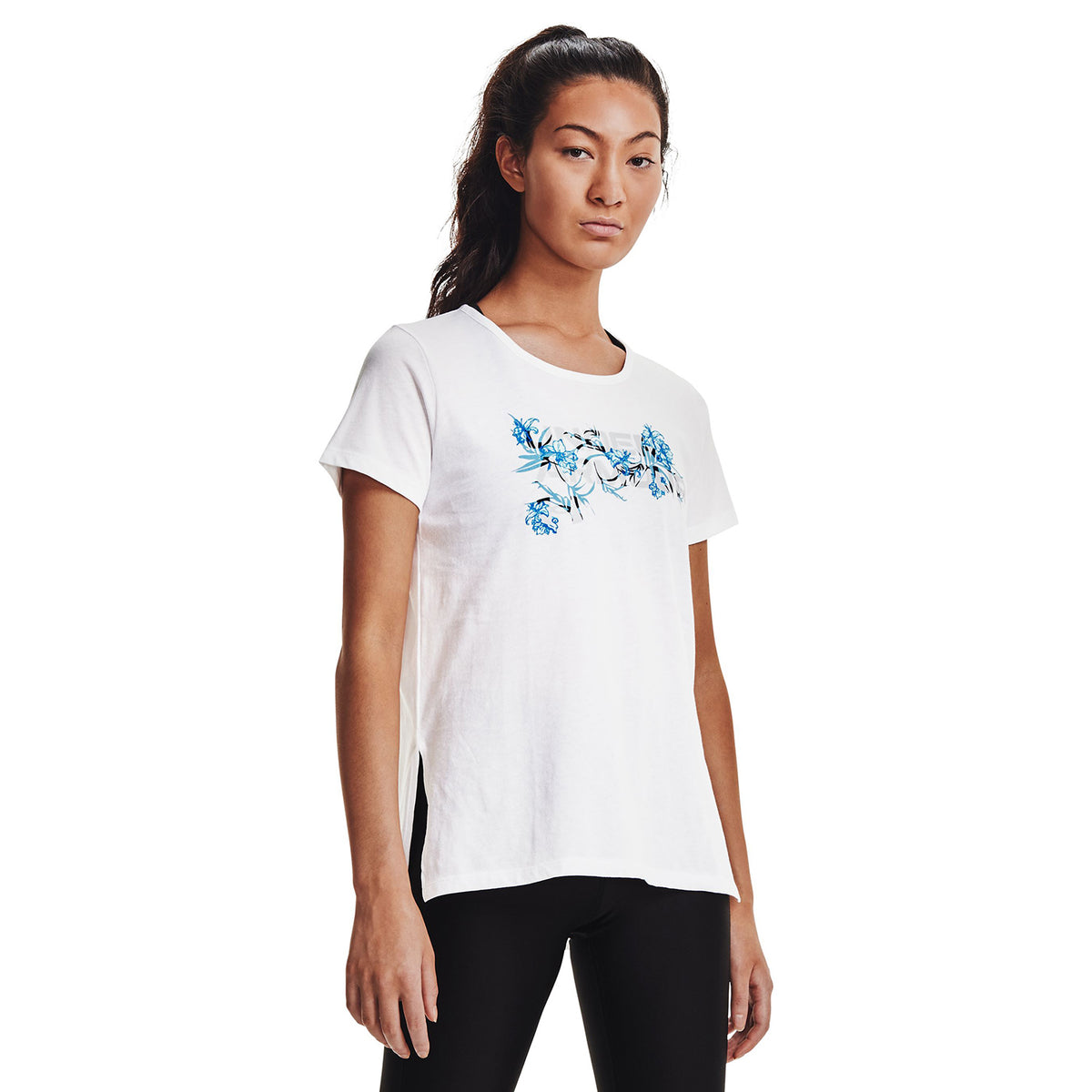 Polera Manga Corta UA Floral Wordmark Graphic para Mujer