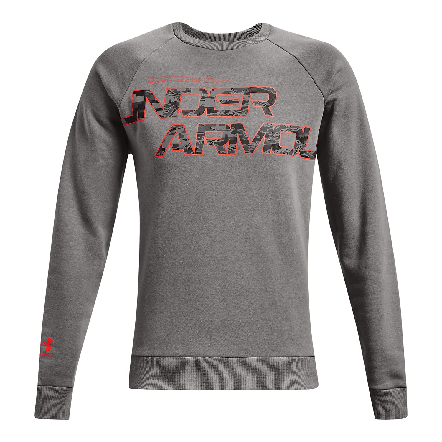 Polera manga larga UA Rival Fleece Camo Script para hombre