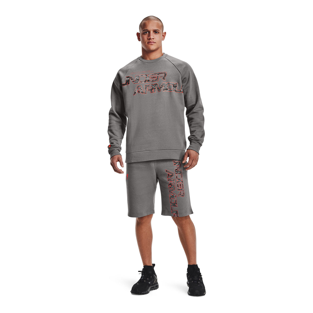 Polera manga larga UA Rival Fleece Camo Script para hombre