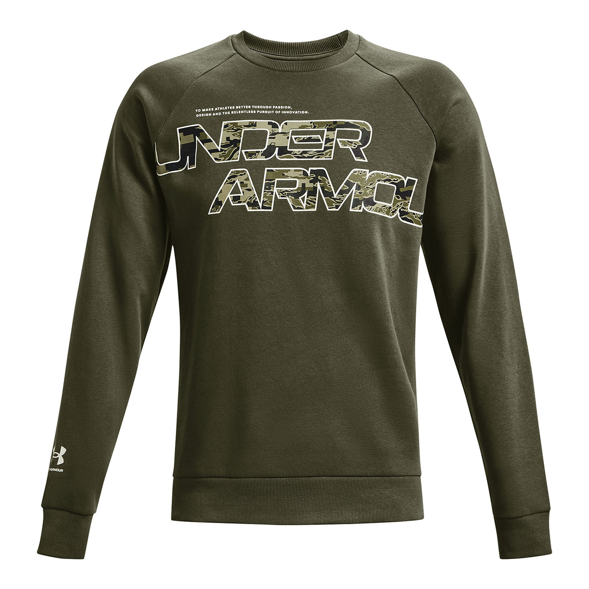 Polera manga larga UA Rival Fleece Camo Script para hombre