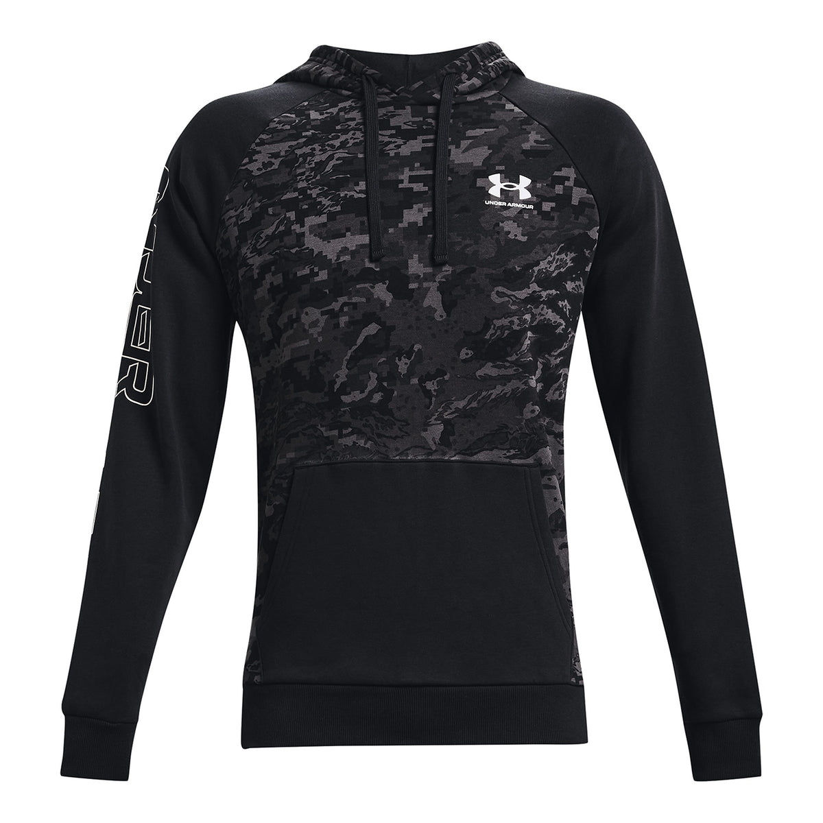 Polera manga larga UA Rival Fleece Camo Script para hombre