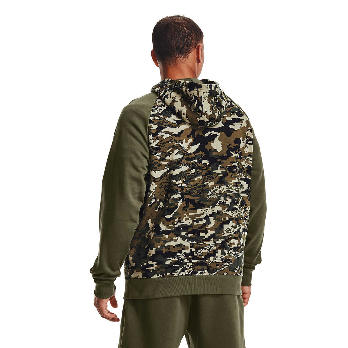 Polera manga larga UA Rival Fleece Camo Script para hombre