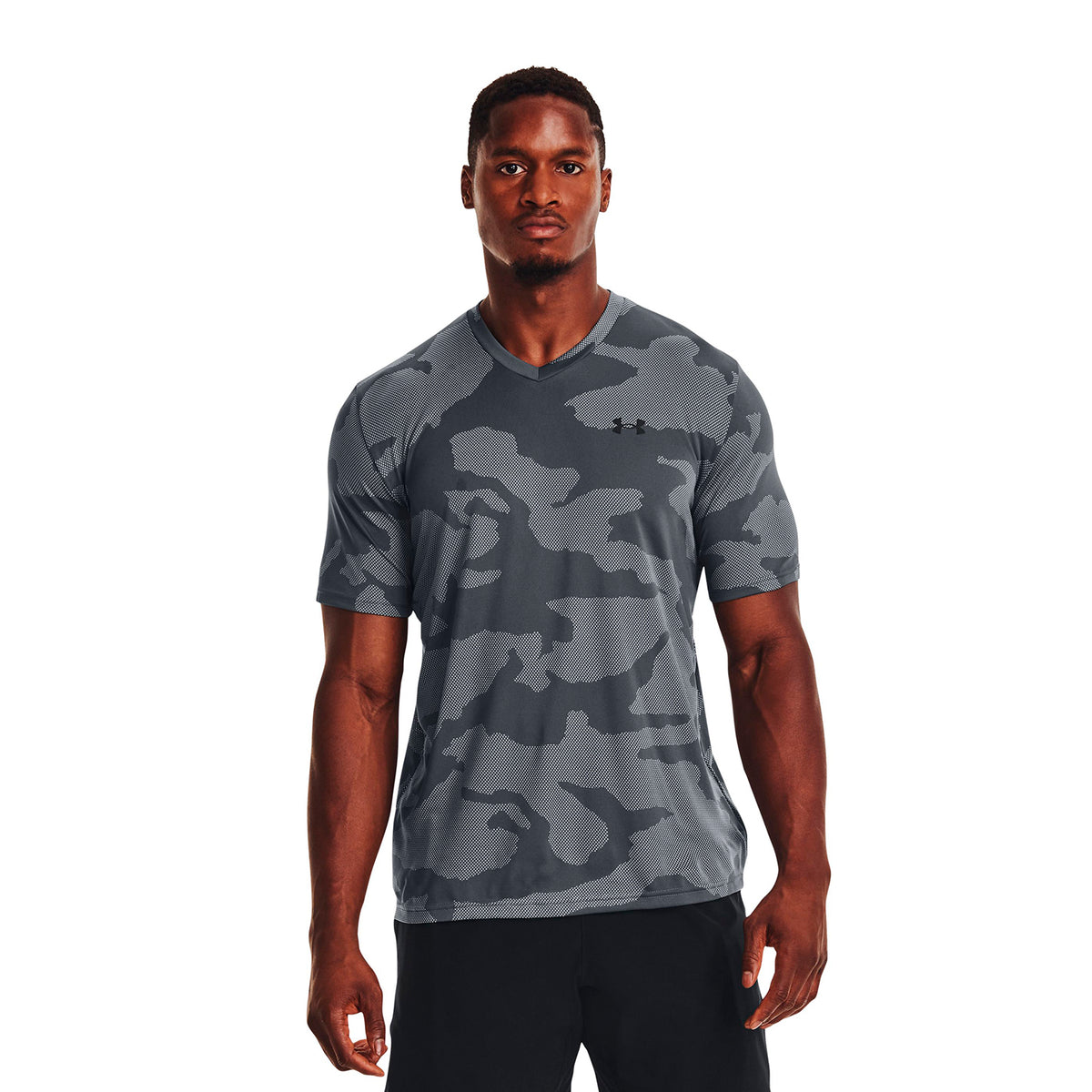 Polera manga corta con cuello en V UA Velocity Jacquard para hombre
