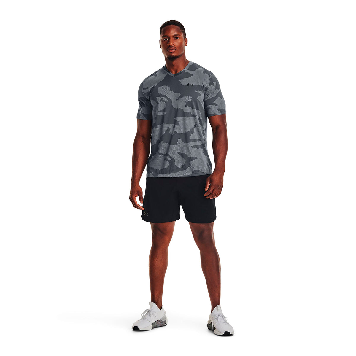 Polera manga corta con cuello en V UA Velocity Jacquard para hombre