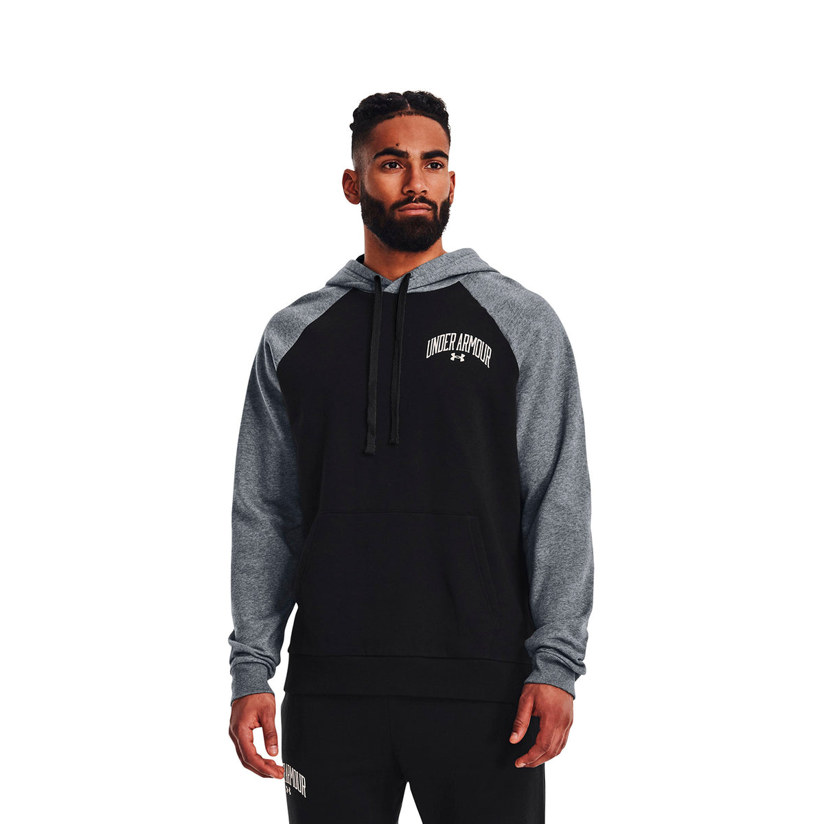 Polerón con gorro UA Rival Fleece Wordmark Colorblock para hombre