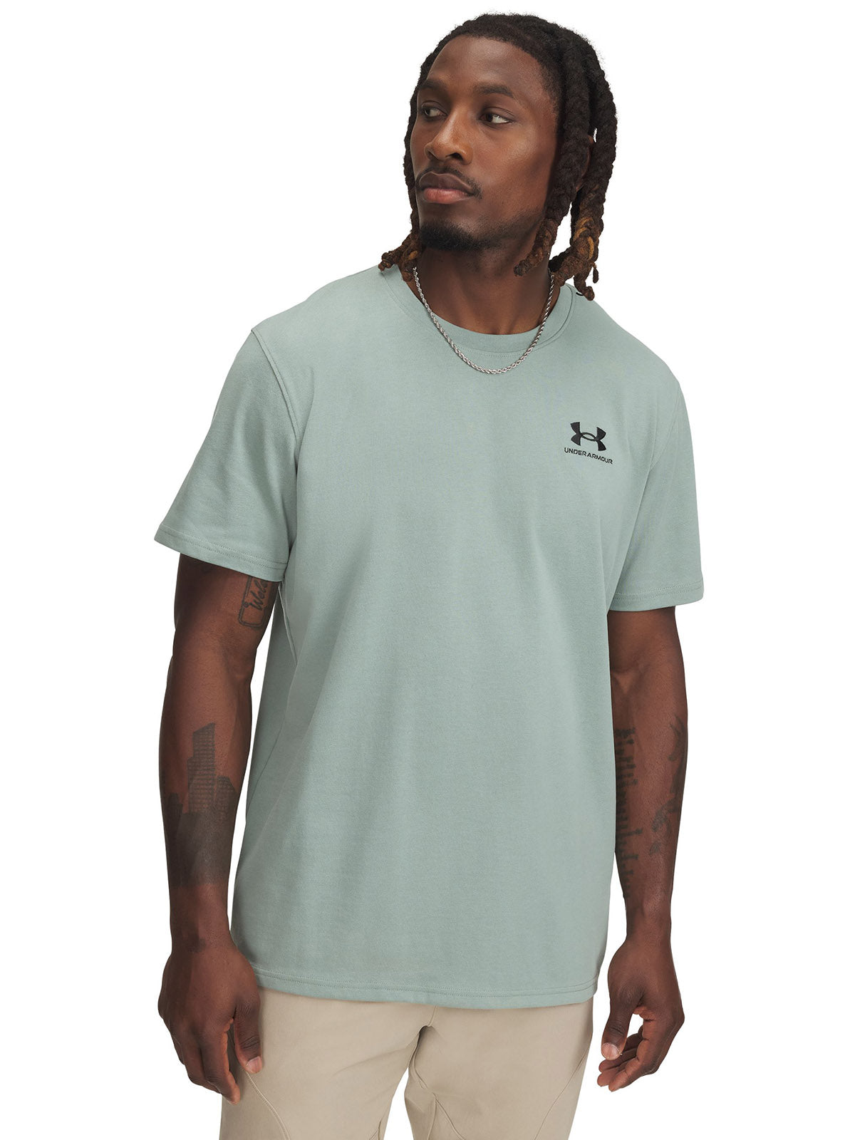 Polera manga corta Under Armour logo heavyweight verde para hombre