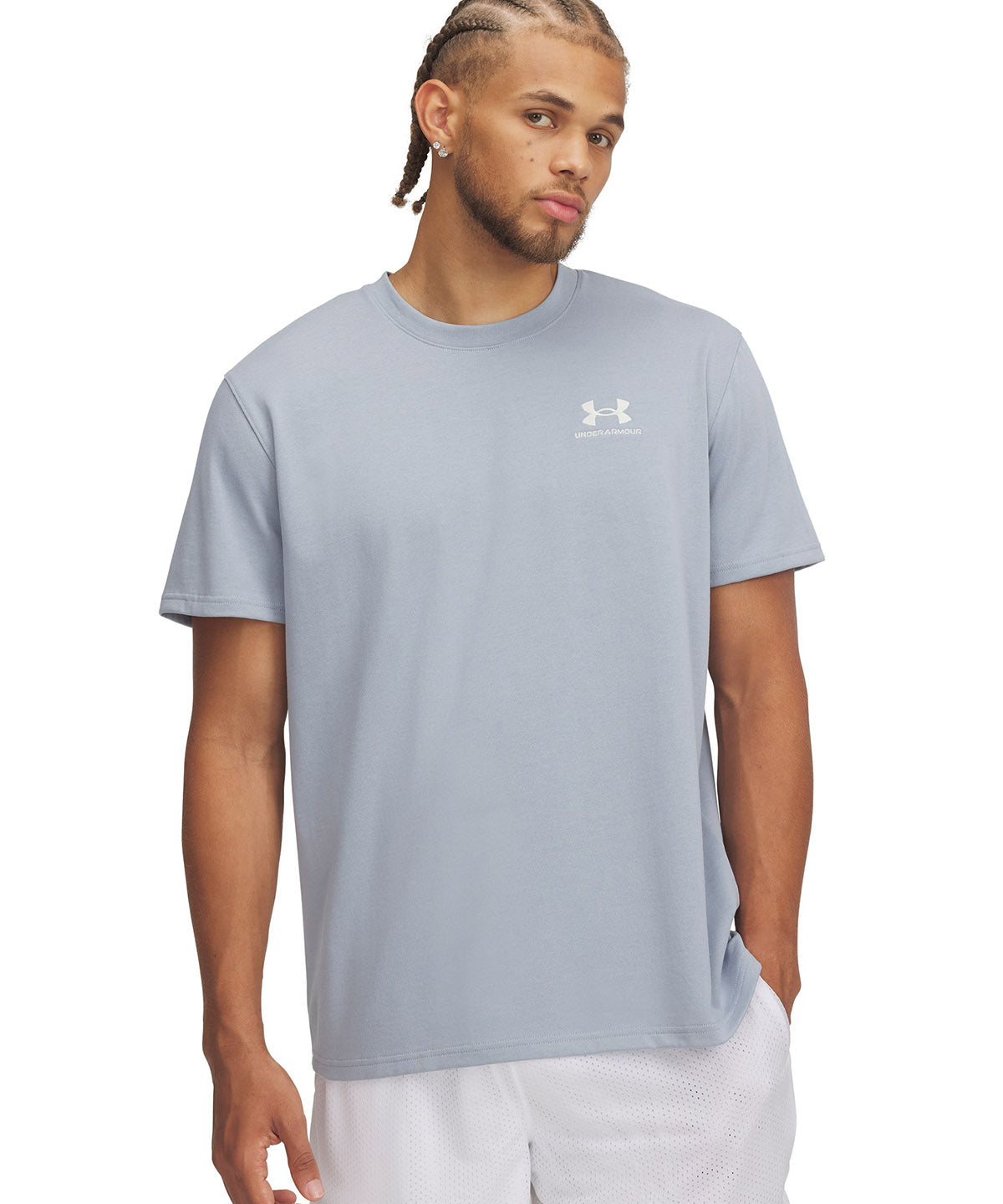 Polera manga corta Under Armour logo heavyweight azul para hombre