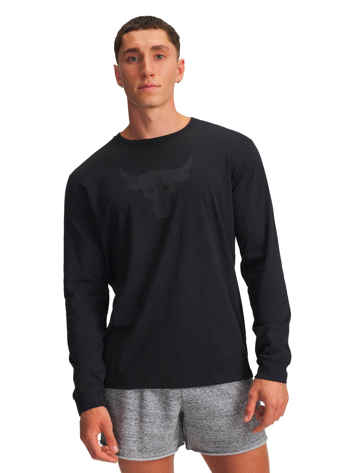 Polera manga larga de entrenamiento para hombre Project Rock Brahma Bull negra Under Armour