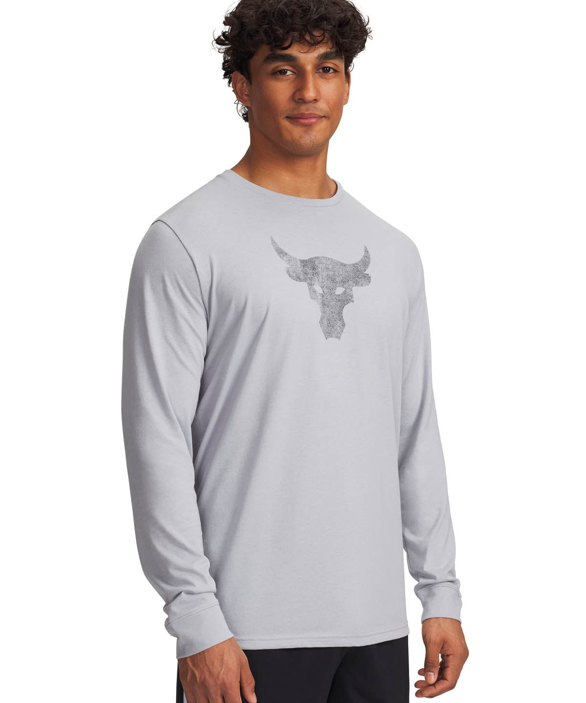 Polera manga larga de entrenamiento para hombre Project Rock Brahma Bull gris Under Armour