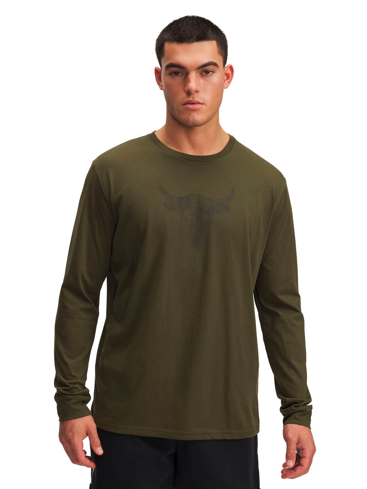 Polera manga larga de entrenamiento para hombre Project Rock Brahma Bull verde Under Armour